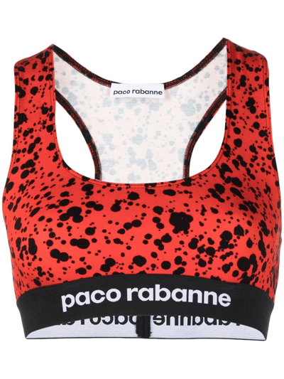 Rabanne Abstract-print Bralette Top In Red