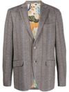 Etro Herringbone Tonal Striped Blazer In Brown
