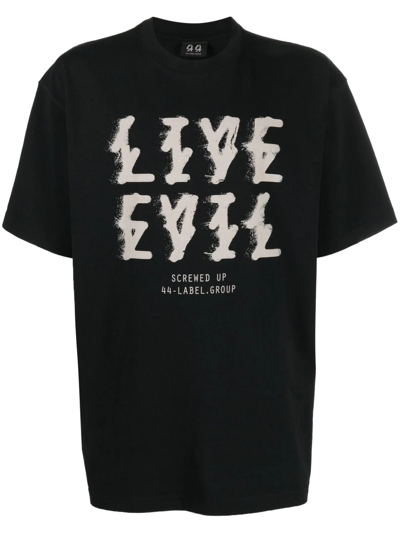 44 Label Group Slogan-print Cotton T-shirt In Black