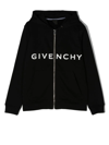 GIVENCHY LOGO-PRINT ZIPPED HOODIE