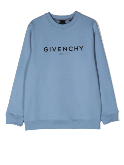 Givenchy Kids' Logo-print Long-sleeve Sweatshirt In Blue