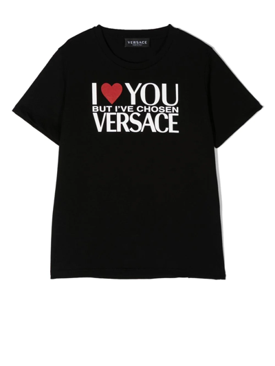 Versace Teen Girls I Love You T-shirt In Black