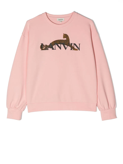 Lanvin Enfant Kids' Logo-print Detail Sweatshirt In Pink