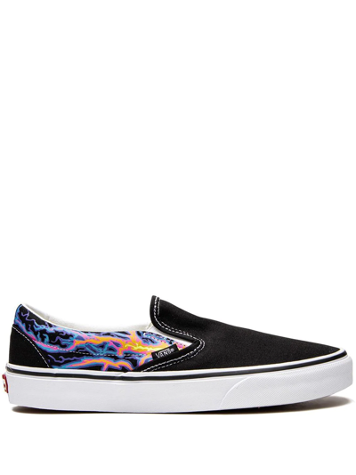 Vans Classic Slip-on "electric Flames" Sneakers In Black