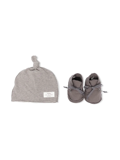 Teddy & Minou Babies' Logo-patch Hat Set In Dark