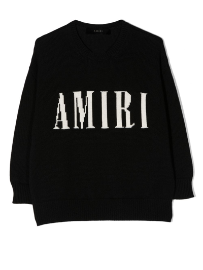 Amiri Kids' Intarsia-knit Cotton And Cashmere Jumper In Black
