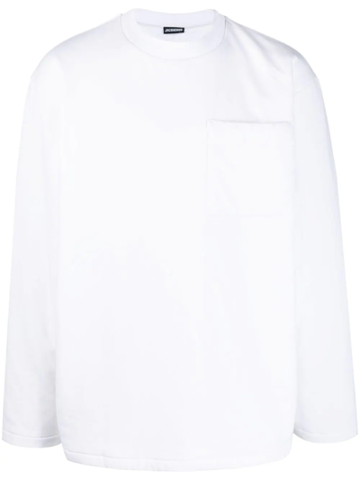 Jacquemus Crew-neck Long-sleeve Sweatshirt In White