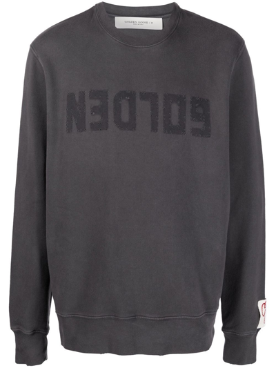 Golden Goose Logo-print Long-sleeve Sweatshirt In Grey