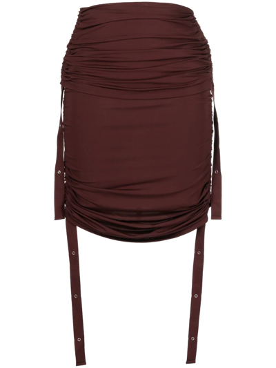 Dion Lee Doric Ruched Midi Skirt In Red