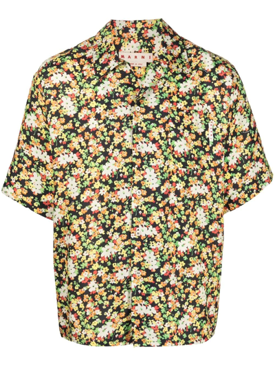 Marni Camp-collar Floral-print Cady Shirt In Multi