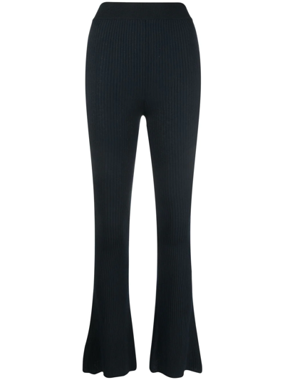 Stella Mccartney Ribbed Flared Trousers In Blue