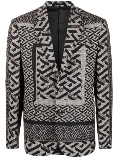 Versace La Greta-print Blazer In Black