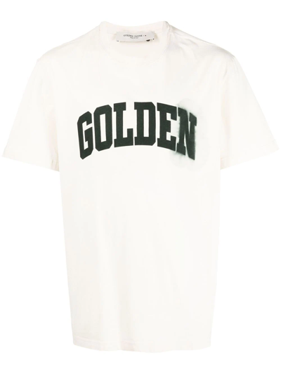 Golden Goose Logo-print Cotton T-shirt In Beige,white