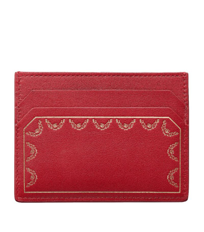 Cartier Harrods Leather Guirlande Card Holder In Red