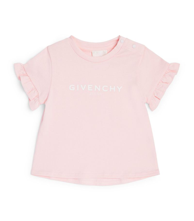 Givenchy Babies' Kids Ruffle-sleeve Logo T-shirt (6-18 Months) In Pink