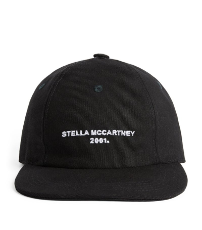 Stella Mccartney Embroidered Logo Cotton Baseball Cap In Black