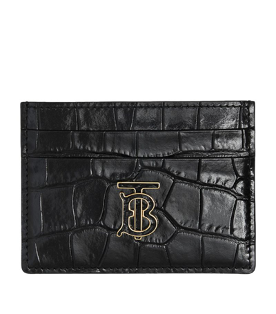 Burberry Leather Tb Monogram Card Holder In Black