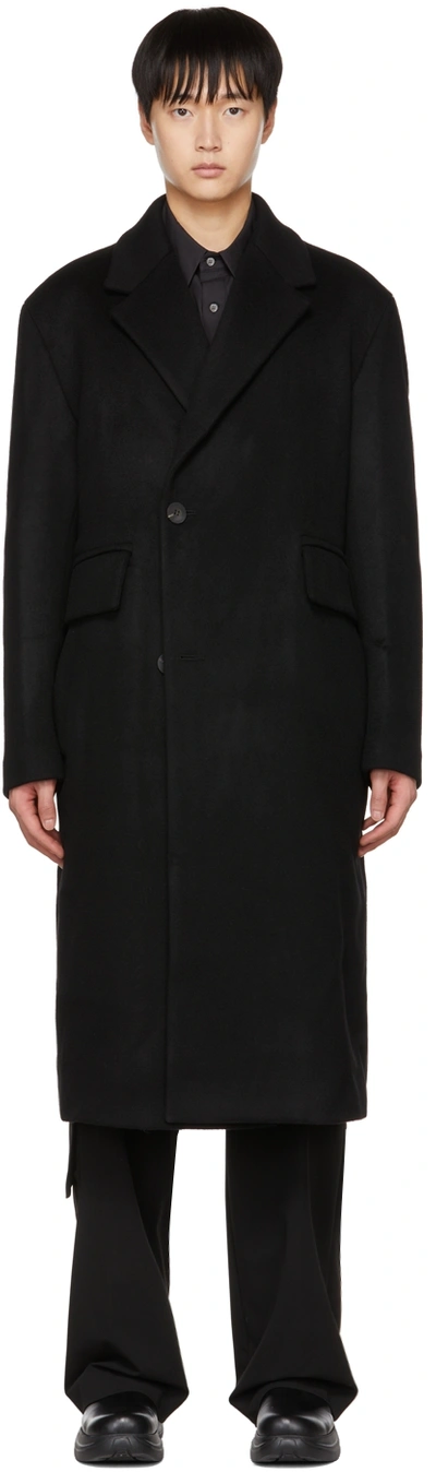 Wooyoungmi Black Single-breasted Coat In Black 916b