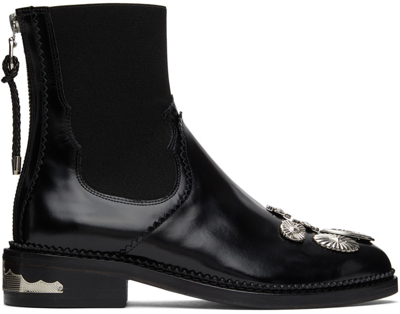 Toga Black Embellished Chelsea Boots In Aj990 Black