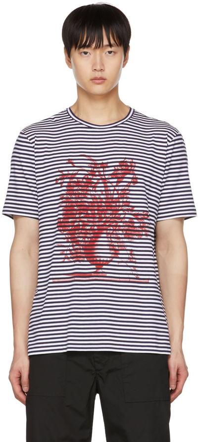 Erdem White & Navy Peter T-shirt In White Navy