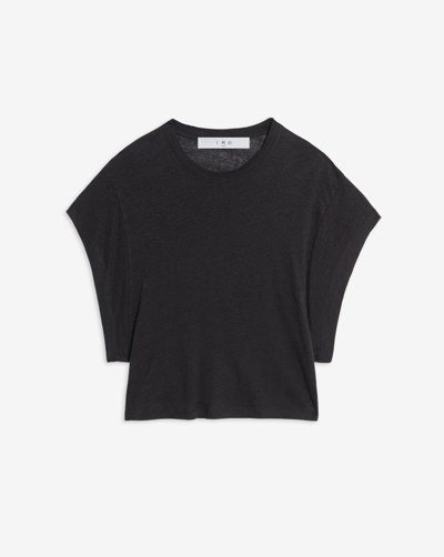 Iro Oster Linen T-shirt With Round Collar In Black