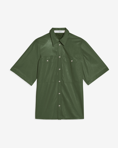 Iro Signy Leather Short Sleeve Shirt In Vintage Green