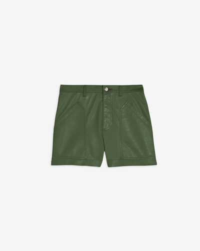Iro Moller Leather Shorts In Vintage Green