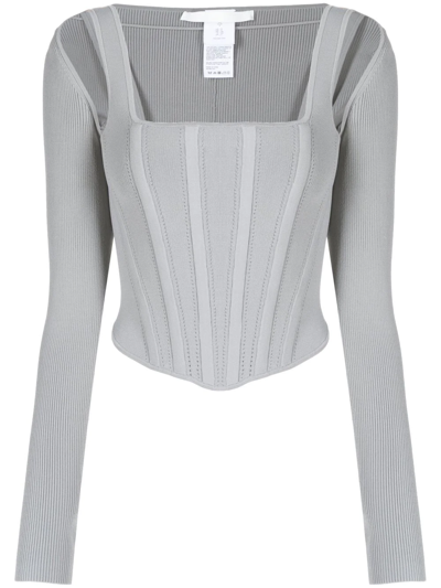 Dion Lee Cropped Corset Top In Grey