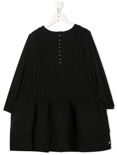 Lanvin Enfant Kids' Crepe-textured Midi Dress In Black