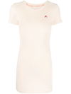 Marine Serre Embroidered Moon Organic Cotton T-shirt Dress In Neutrals