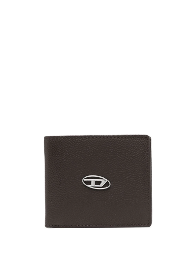 Diesel Logo-plaque Detail Bi-fold Wallet In Braun