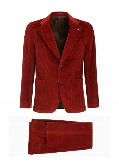 Lardini Cotton Velvet Suit In Red