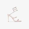 René Caovilla Pink 105 Crystal Embellished Leather Sandals In Pink
