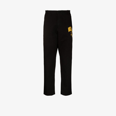 Moschino Black Logo Print Straight-leg Trousers