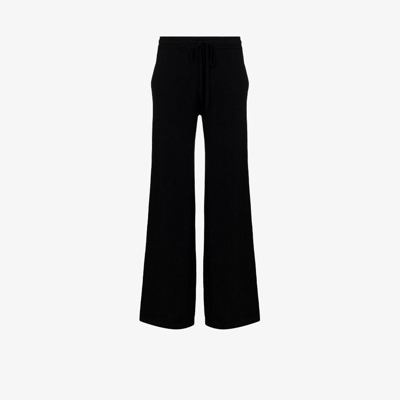 Arch4 Black Florence Wide Leg Cashmere Track Pants In Blue