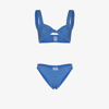 Hunza G Twist-detail Textured-finish Bikini In Blue