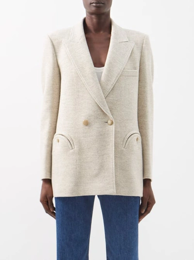 Blazé Milano Whisp Single-breasted Houndstooth Wool Blazer In Ivory