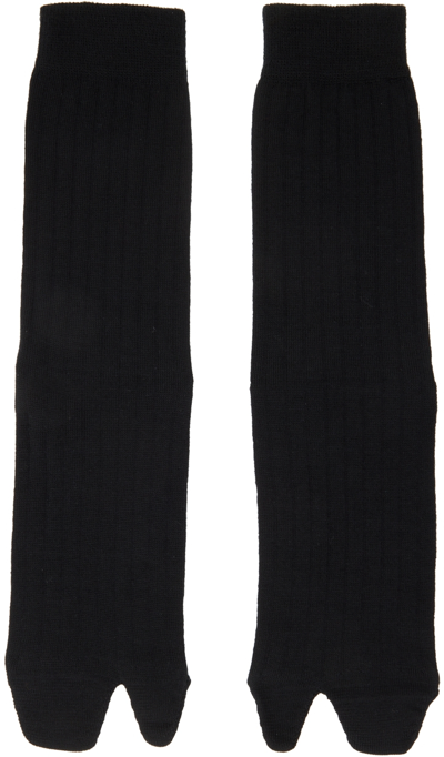 Maison Margiela Tabi Split-toe Cotton-blend Jersey Socks In Black