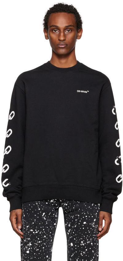 Off-white Black Chain Linke Arrow-print Cotton Sweatshirt In Nero