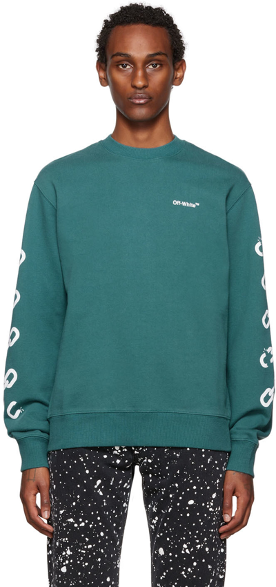 Off-white Chain Arrows Print Crew Neck Sweatshirt In 그린,화이트