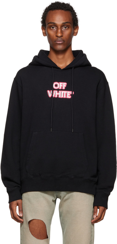 Off-white Black Emotion Neon Slim Hoodie In Black & Pink