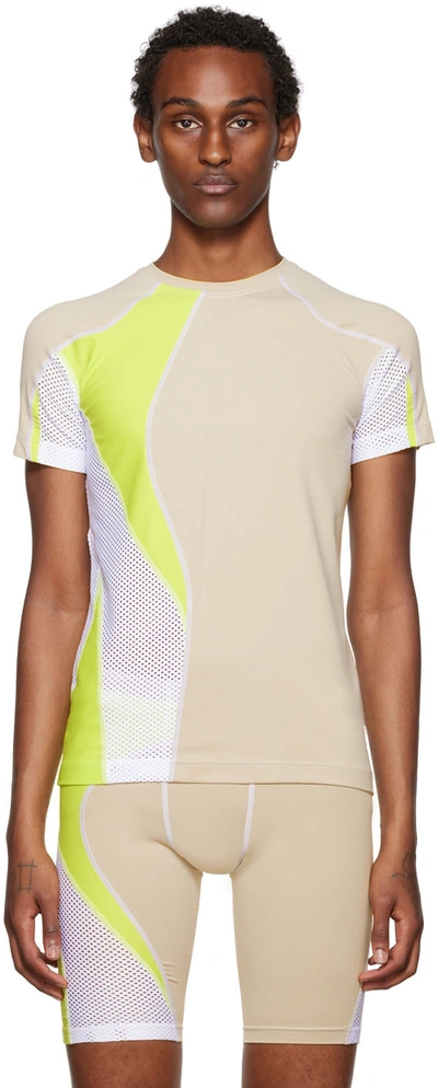 Gmbh Beige Biker T-shirt In Ecru Yellow White