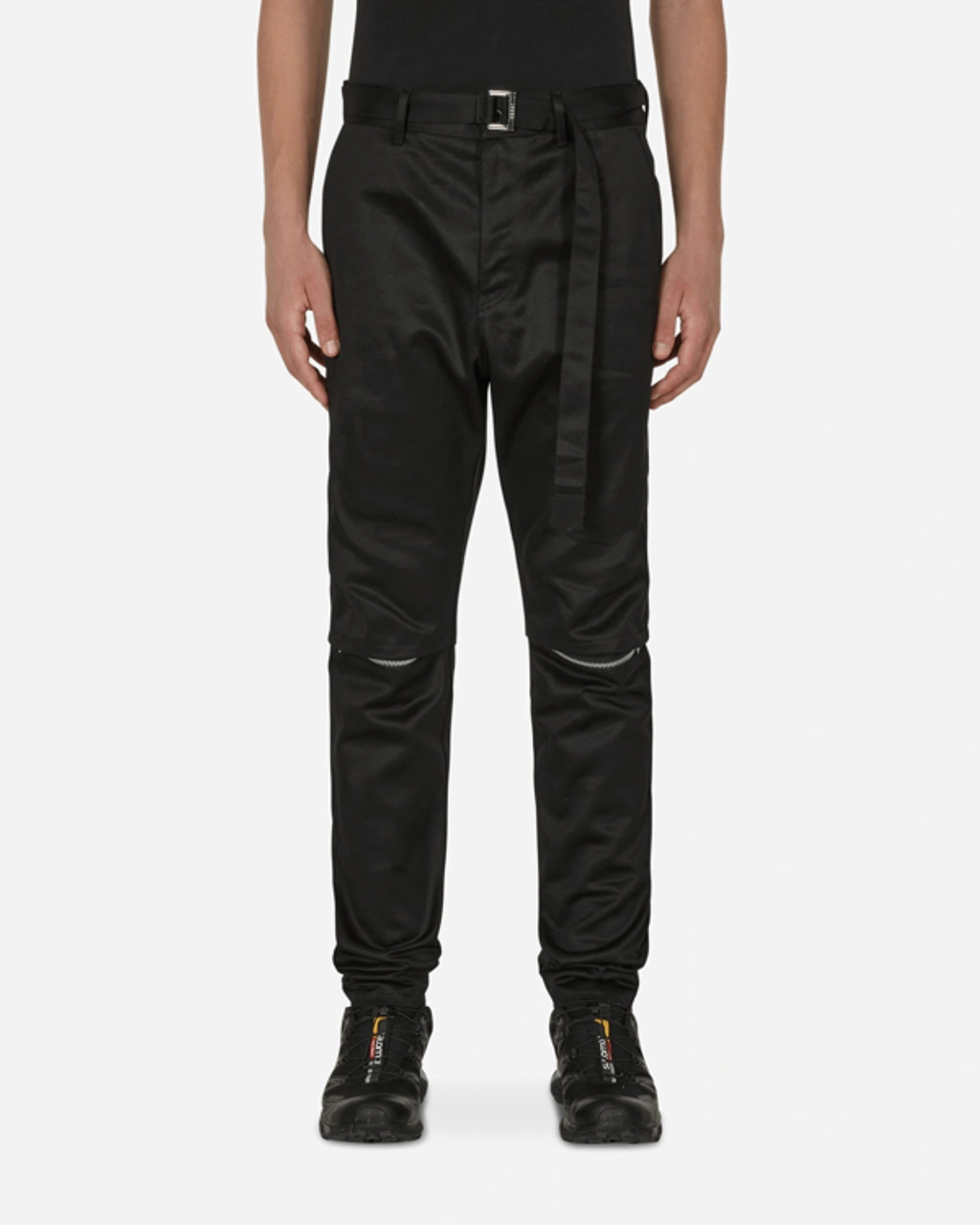 Sacai Cotton Chino Knee Zip Pants In Black | ModeSens