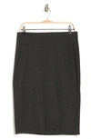 T Tahari Pull-on Ponte Pencil Skirt In Dark Coal Heather