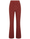 Ambush High-waisted Flared Trousers In Rust Brown Velvet With Monogram Motif In Brown