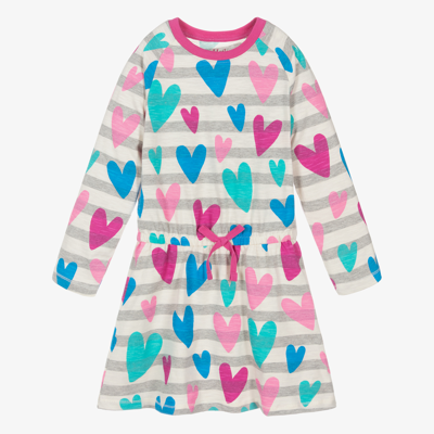 Hatley Kids' Little Girl's & Girl's Lovey Hearts Striped Drop Waist Dress In Neutral