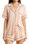 Eberjey Gisele Relaxed Jersey Knit Short Pajamas In Rose Cloud/navy