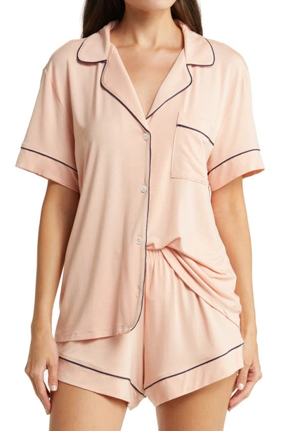 Eberjey Gisele Relaxed Jersey Knit Short Pajamas In Rose Cloud Navy