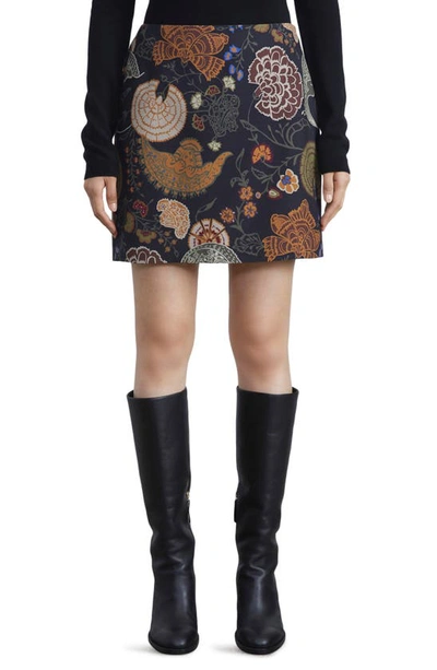 Lafayette 148 Bohemia Bloom Print Miniskirt In Black