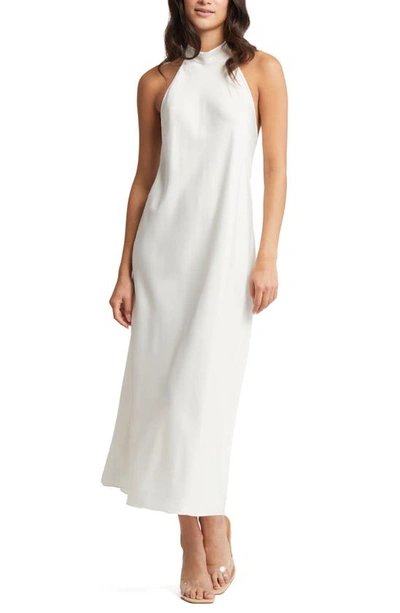 Rya Collection Charming Charmeuse Halter Nightgown In Ivory